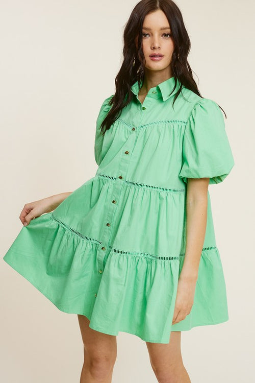 Green Poplin Mini Dress
