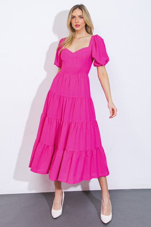 Pink Sweetheart Tiered Dress