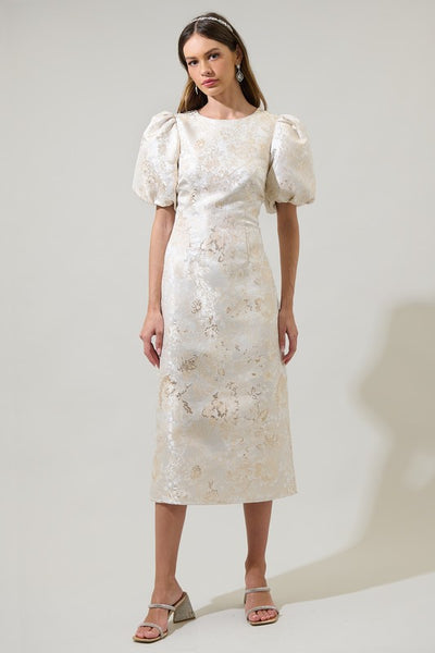 white and gold jacquard dress Ivory & Midi – Armoire Boutique xxbenny2Dec25