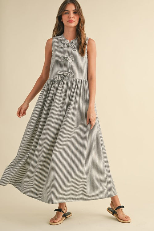 Bow Front Striped Dress
