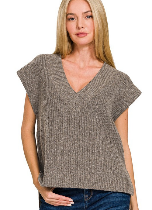 Mocha V-Neck Sweater Vest