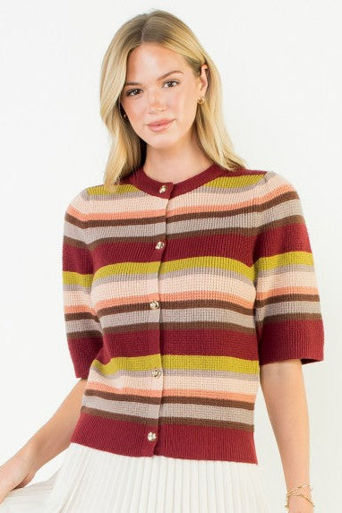 Striped Short Sleeve Sweater