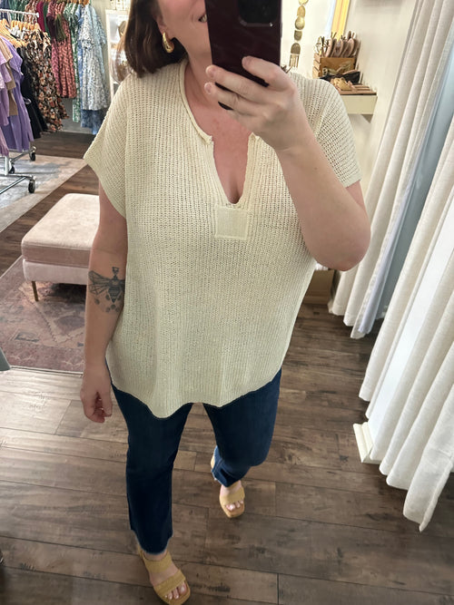 Curvy Cream Oversized Knit Top
