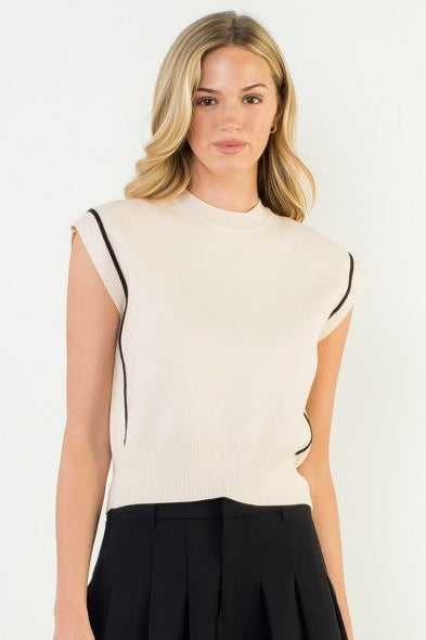 Contrast Trim Knit Top