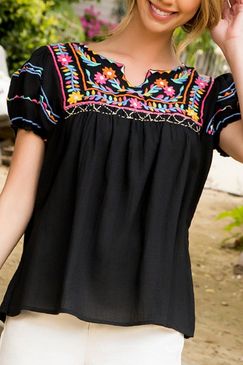 Black Embroidered Top