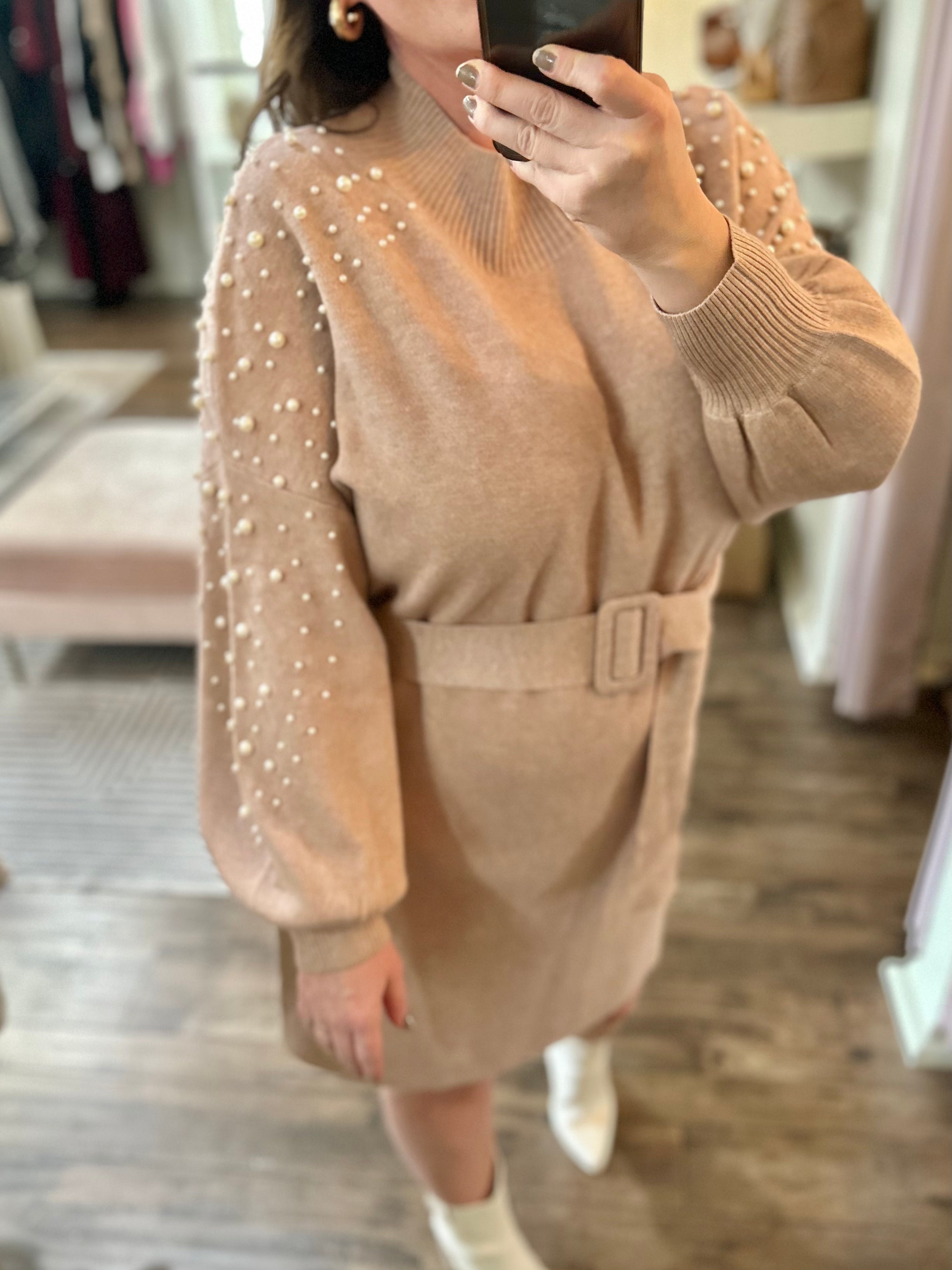 Curvy Pearl Sweater Dress