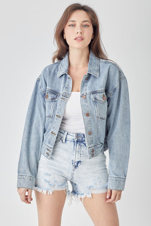 Oversized Cropped Denim Jacket