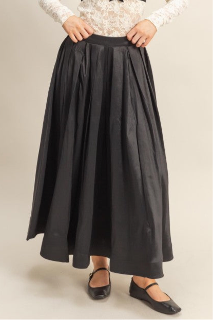 Black Pleated Maxi Skirt