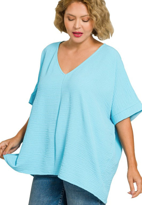 Curvy Textured Dolman Top