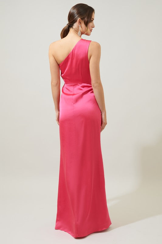 Pink One Shoulder Gown