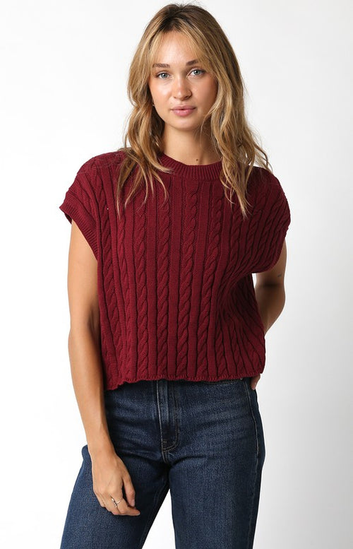 Burgundy Cable Knit Top