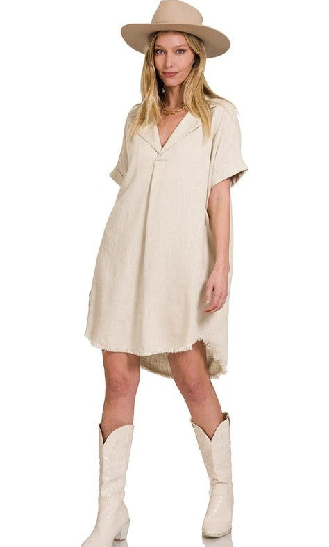 Linen Blend Shirt Dress