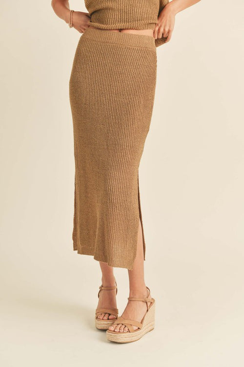 Neutral Knit Midi Skirt