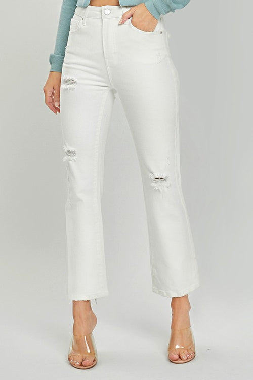 Curvy Distressed White Jeans