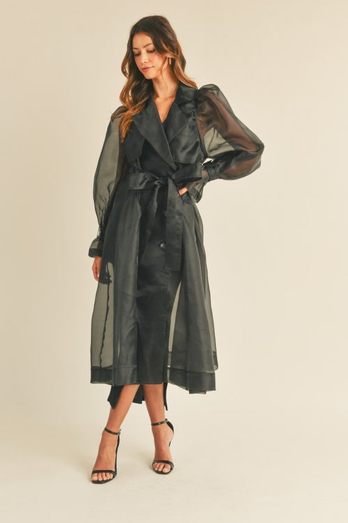 Black Sheer Trench Coat