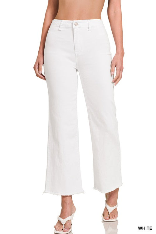 White Fray Hem Jeans