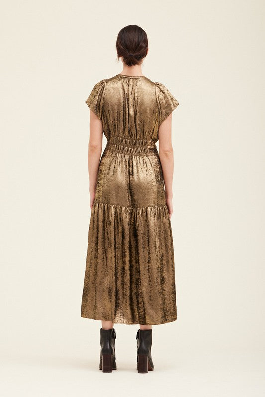 Gold Shine Midi Dress