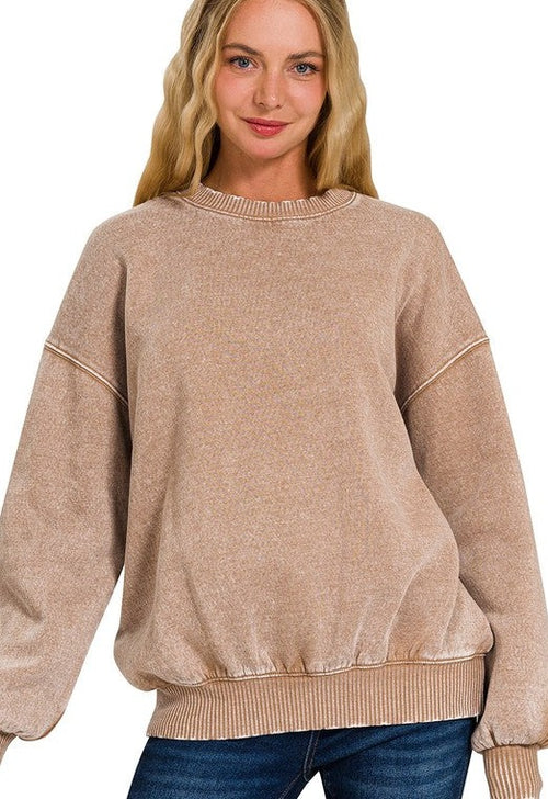 Acid Wash Camel Sweatshirt