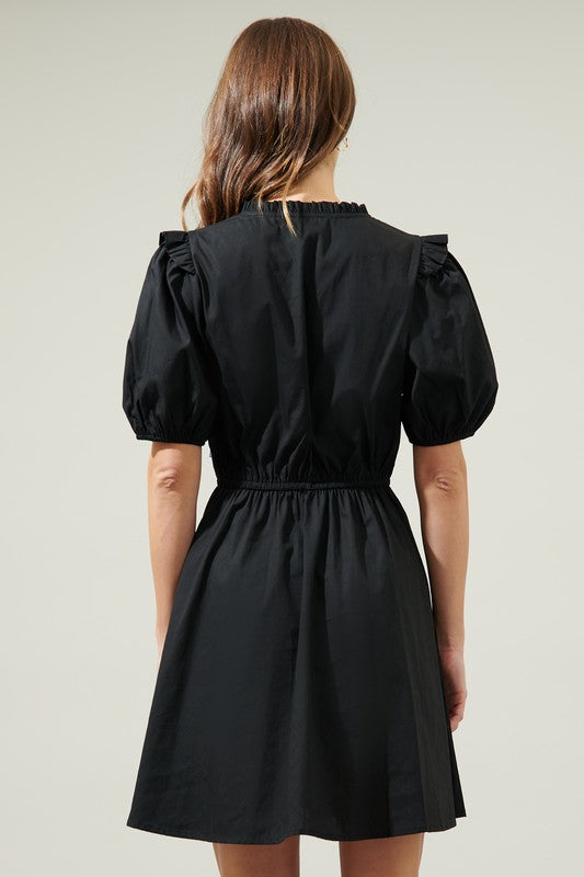 Black Cotton Poplin Dress
