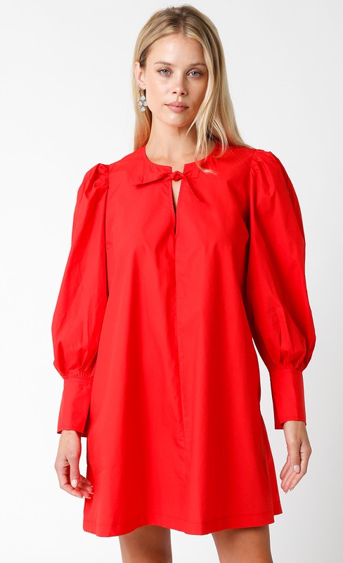 Red Tie Neck Dress