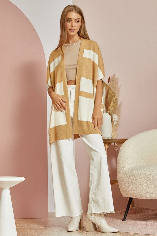 Striped Short Sleeve Kimono