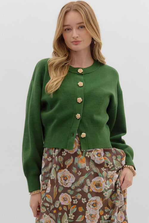 Flower Button Cardigan
