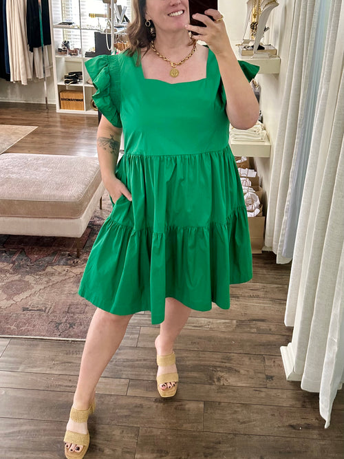 Curvy Green Tiered Dress