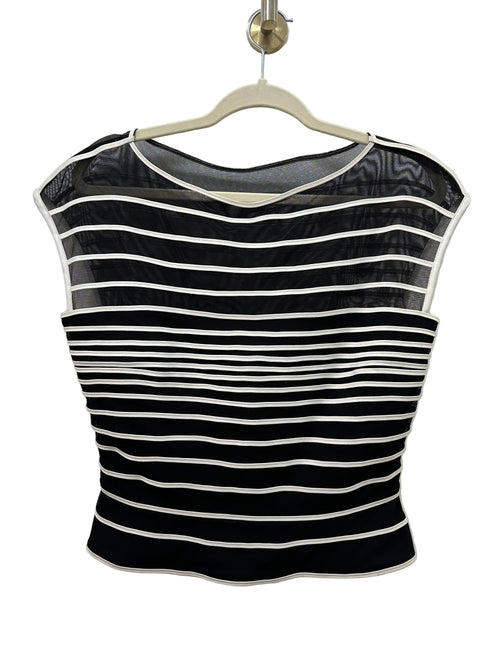 Vintage Mesh Detail Striped Top