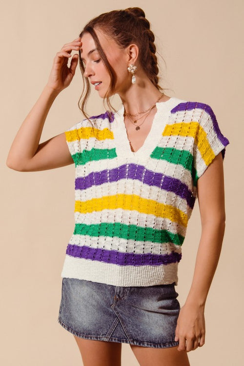 Mardi Gras Stripe Top