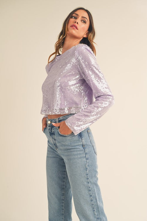 Lavender Sequin Crop Top