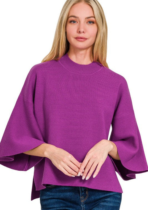 Purple Bell Sleeve Sweater