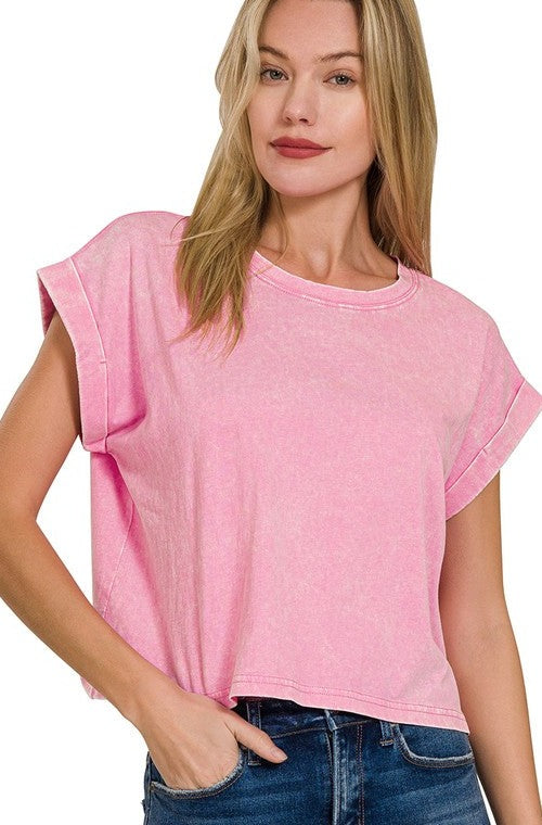 Pink Acid Wash T-Shirt