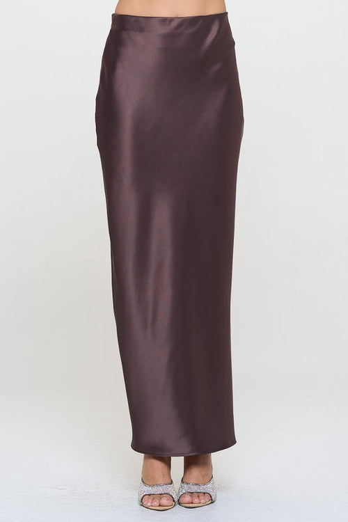 Brown Silky Maxi Skirt