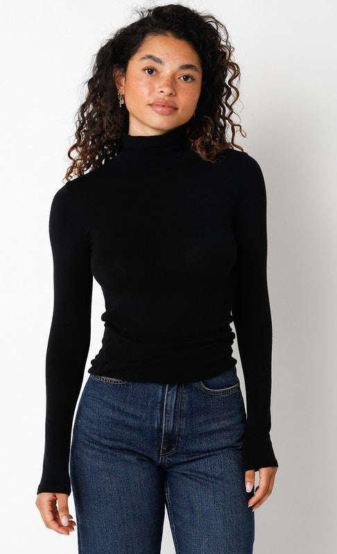 Black Mock Neck Top