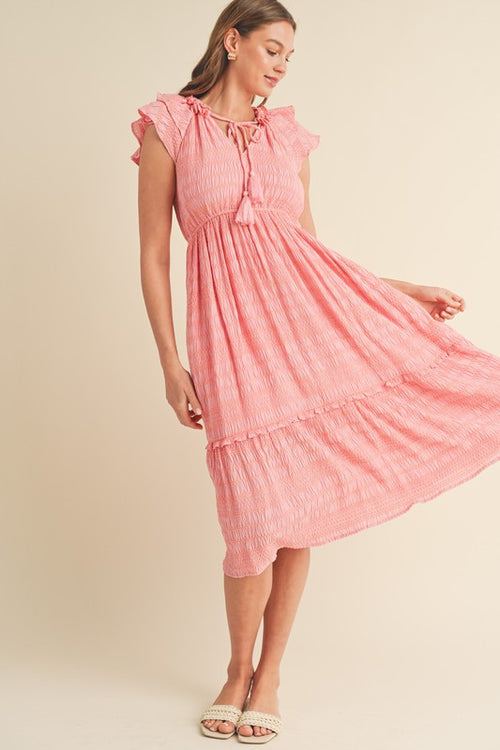 Pink Ruffle Midi Dress