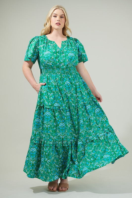 Green and Blue Pattern Dress