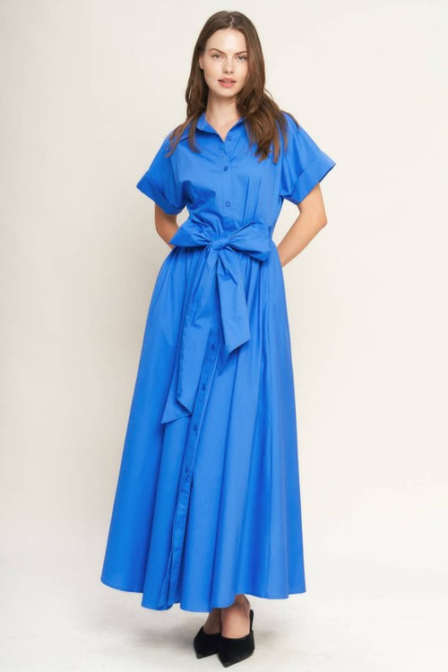 Blue Poplin Maxi Dress