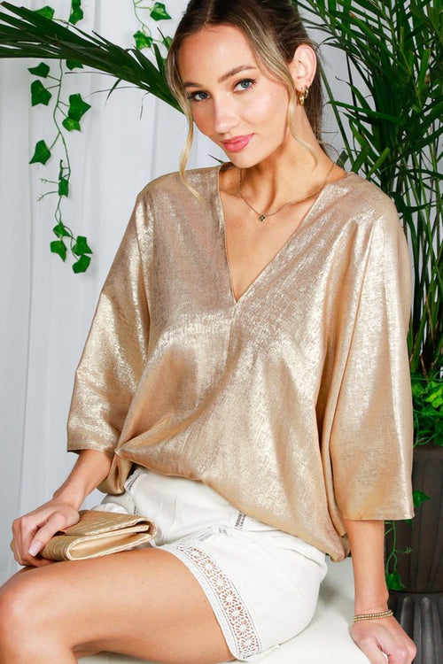 Gold V-Neck Top