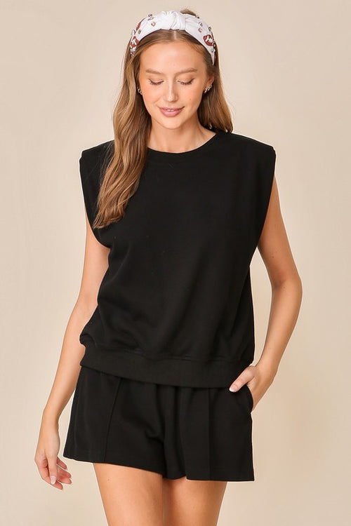 Wide Shoulder Black Top