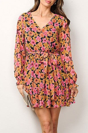 Long Sleeve Floral Mini Dress