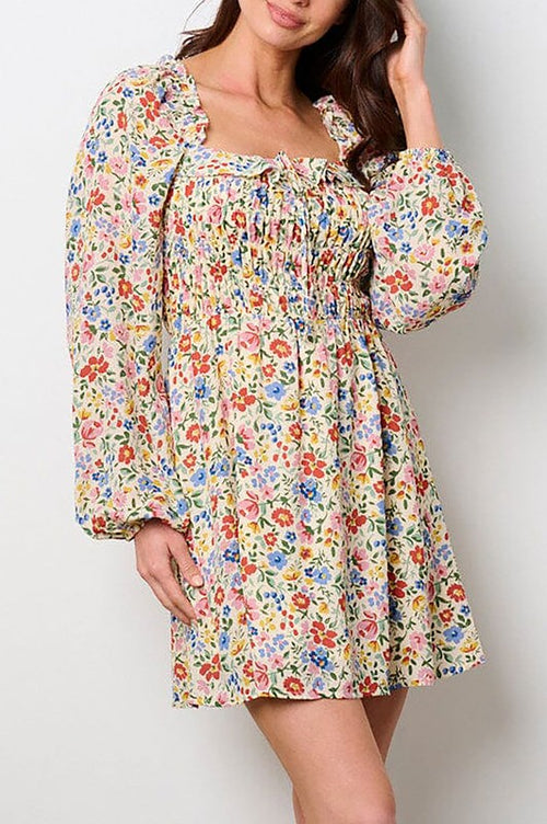 Floral Square Neck Dress