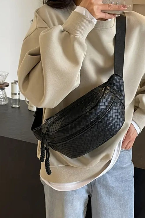 Faux Leather Woven Fanny Pack