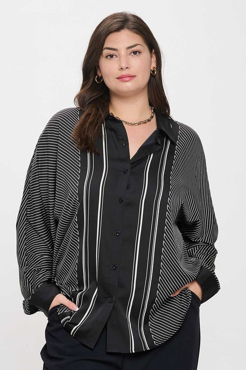 Curvy Stripe Button Down