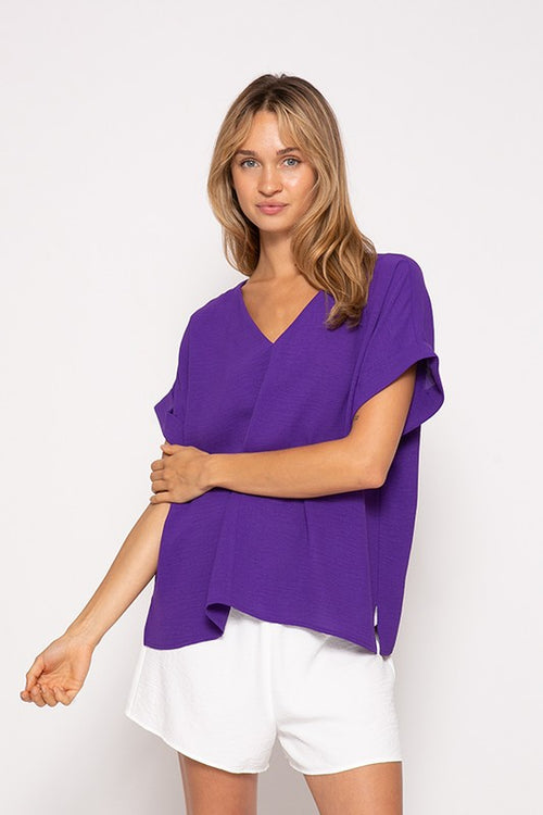 Purple Cuff Sleeve Top