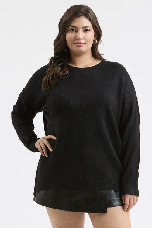 Curvy Crewneck Front Seam Sweater