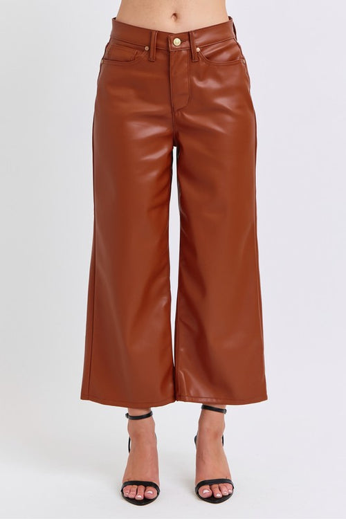 Camel Faux Leather Pants