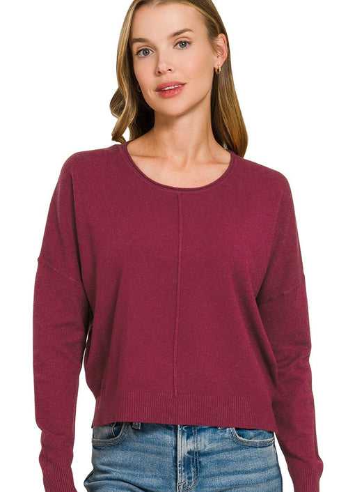 Burgundy Front Seam Sweater