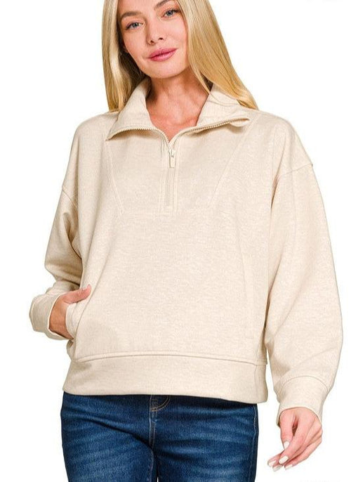 Oatmeal Half Zip Pullover