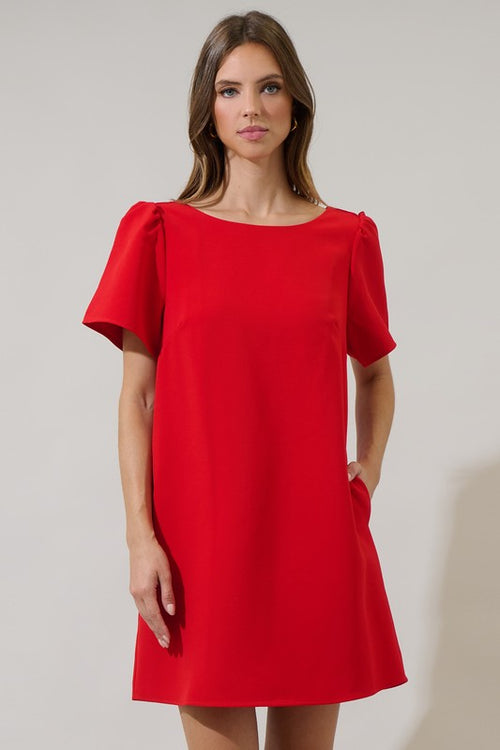 Red Bow Shift Dress