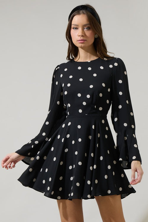 Polka Dot Bell Sleeve Dress